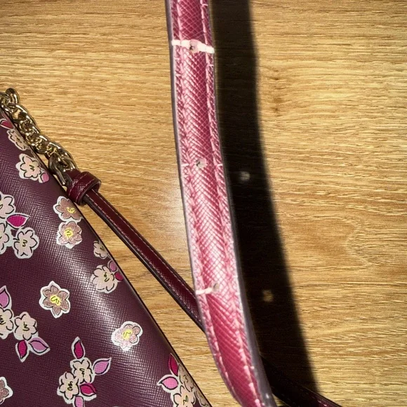 Kate Spade Tinsel Frosted Deep Berry Floral Flap Crossbody Clutch bag - Picture 14 of 16